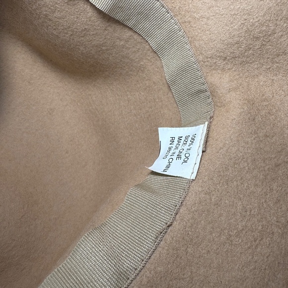 Vintage 100% Wool Doeskin Felt Hat Tan/Brown with Ribbon +Bow - Picture 5 of 9